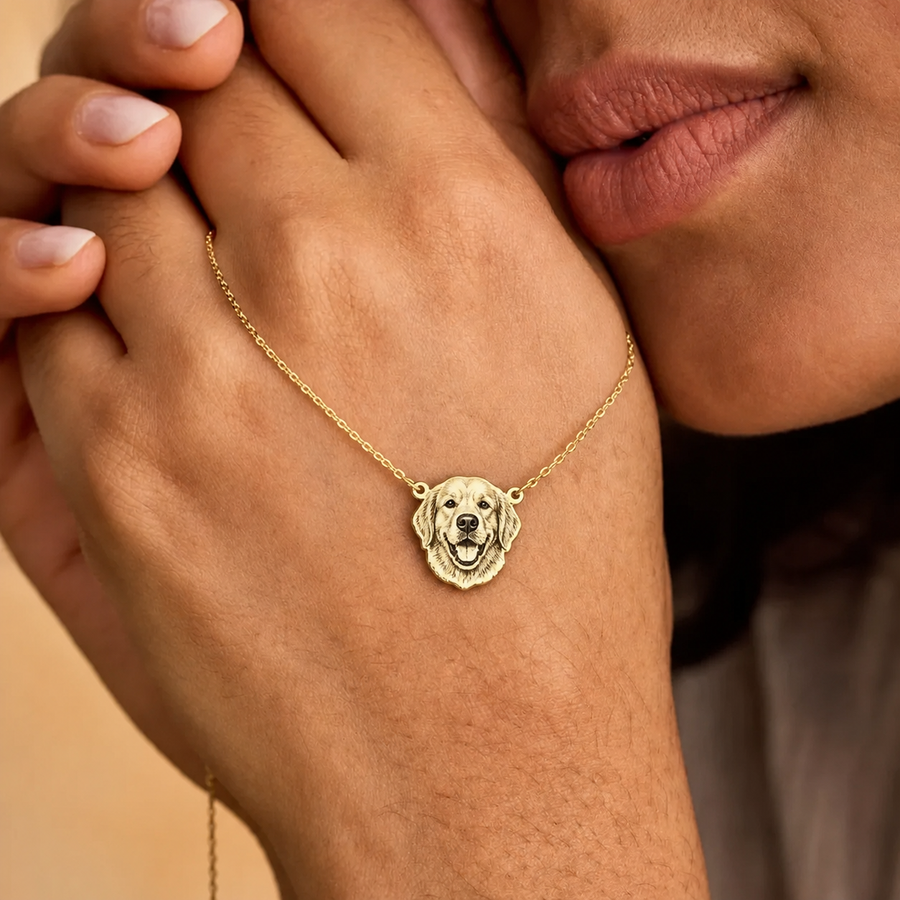Custom pet portrait necklace